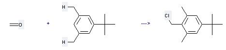 1,3-Dimethyl-5-tert-butylbenzene can react with formaldehyde to get 4-tert-butyl-2,6-dimethyl-benzyl chloride.